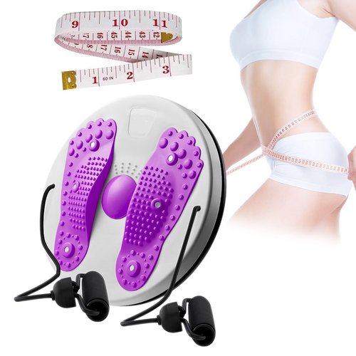 Waist Twisting Machine,Upgraded Adjustable Ab Twister Board with Handles And Leather Tape Measure Waist Slimming Balance Rotating Disc with Massage Foot Sole for Slimming Waist Arms Hips and Thighs