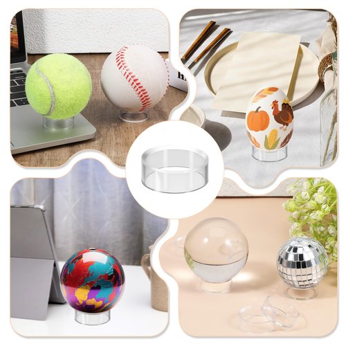 LIQWEI 15Pcs Clear Baseball Holder, Baseballs Stand for Display, Round Spheres Holder Softball Displays Stand, Golf Balls Display Case for Golf Ball, Baseball, Softball, Tennis Ball, Spheres