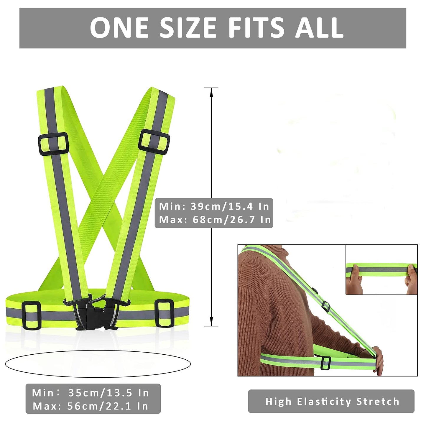 Miushion Reflective Vest - 10 Pack Running Vest Reflector for Night Running, Biking, Walking, Reflective Running Vest with Safety Straps, High Visibility Reflector (Green)