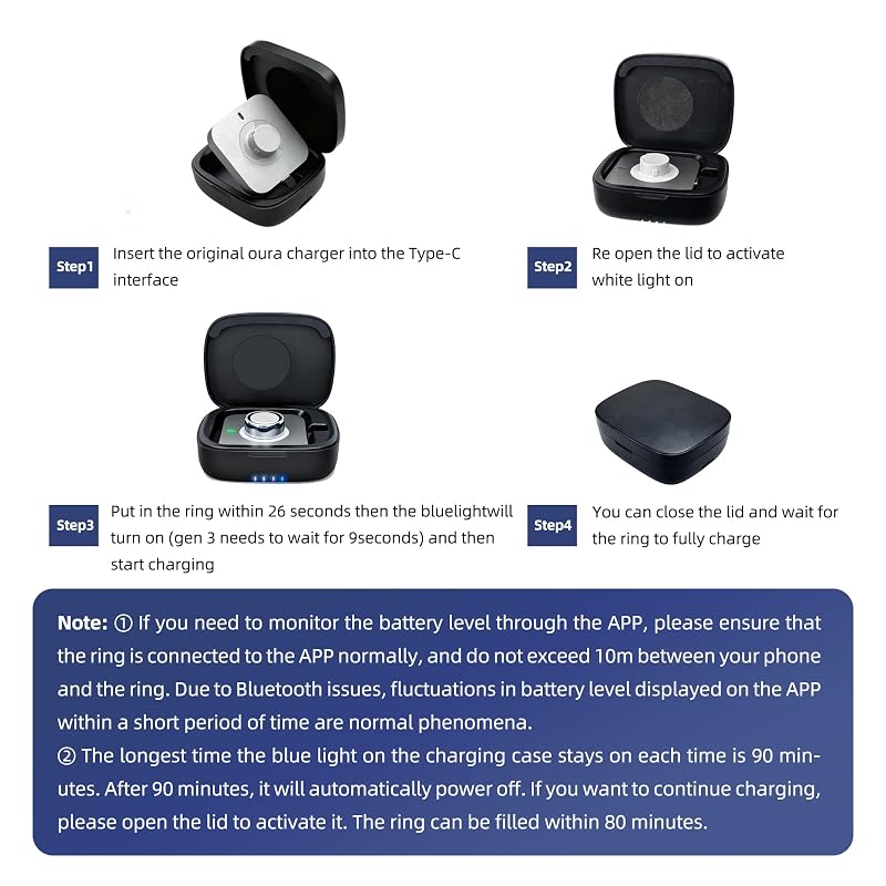 Wireless Charging Case for Oura Ring Gen 5, Gen 4 & Gen 3 — Black Variation