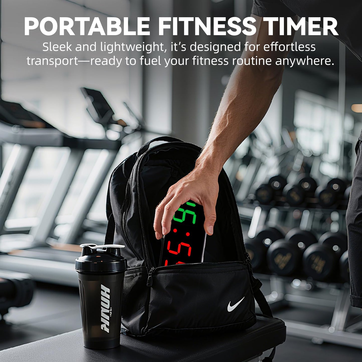 Gym Timer Clock,Magnetic Workout Interval Timer with LED Display,Clock/Countdown/Count up/Stopwatch/Tabata/FGB/HIT Mode,10 Second Countdown &3 Second Emphasis When Start, Home Gym, Garage & Schools