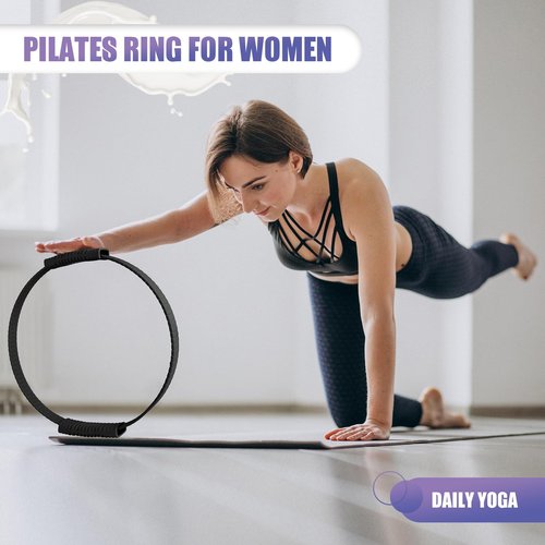 Paleclouds Pilates Ring, 13.5" Silicone Magic Circle with Training Poster & Portable Bag, Pilates Ring Circle for Inner Thigh Workout, Yoga, Lose Weight & Physical Therapy for Women - Black