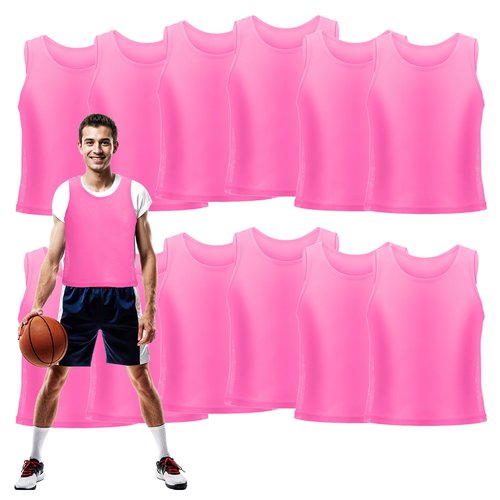 CIATBYYJ 12Pcs Youth Pinnies Scrimmage Vests, Sports Pennies for Youth Adults Soccer Basketball Scrimmage Training Vests,Team Sport Practice Jersey Chartreuse Pink