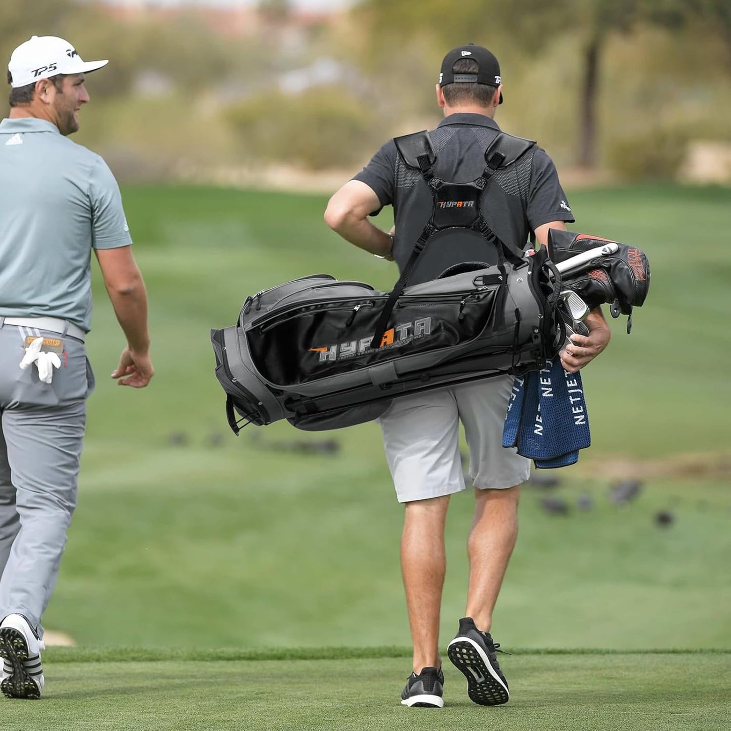 14 Way Golf Bags for Men, Lightweight Golf Stand Bag with 8 Pockets, Cooler Pouch, Rangefinder Pouch, Detachable Dual Strap, Rain Cover Hood