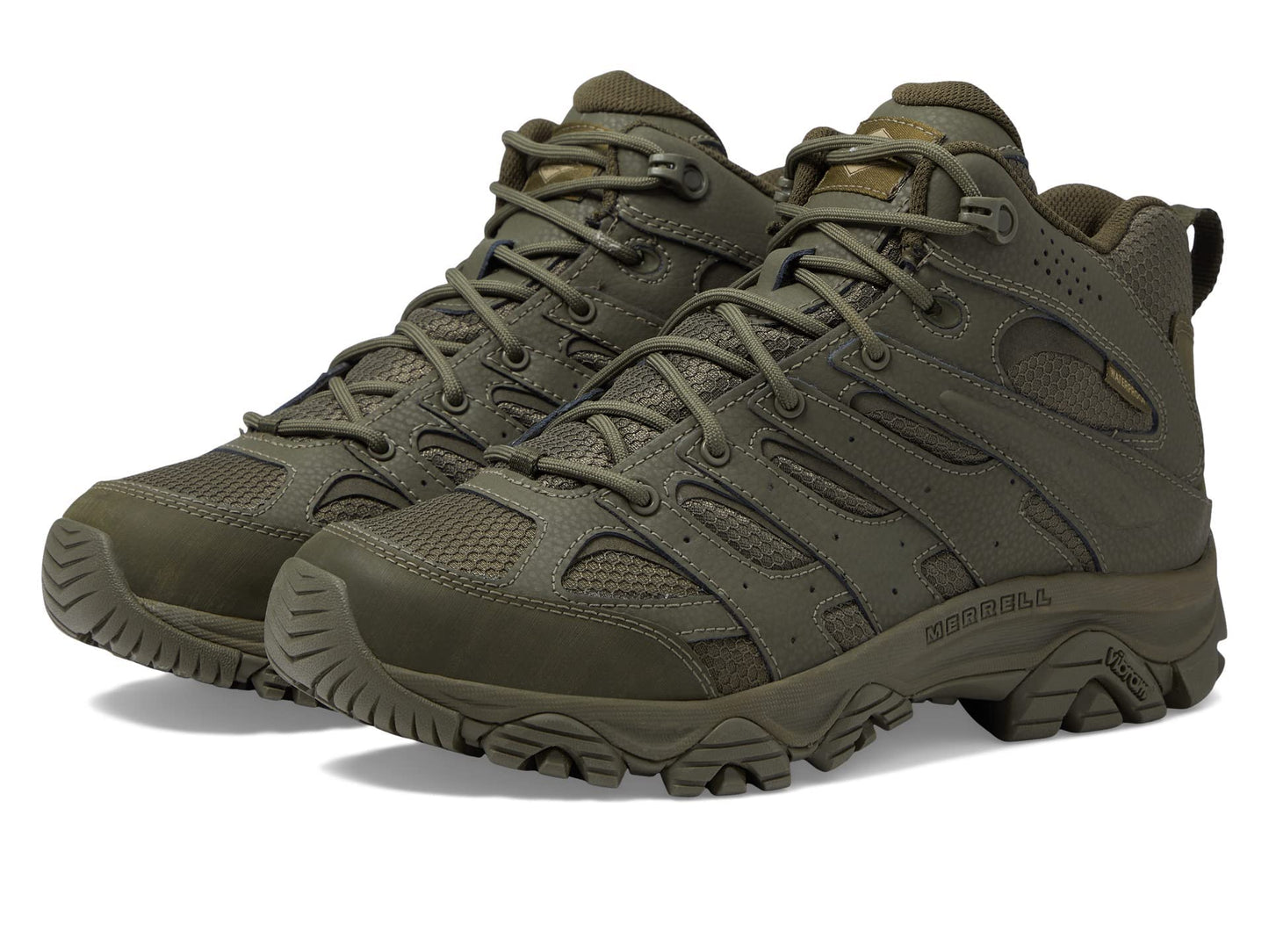 Merrell Men's Moab 3 Mid Tactical Waterproof Hiking Work Shoes, Dark Olive, 9