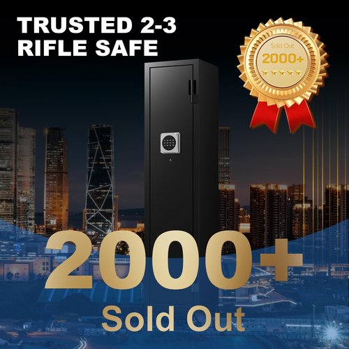 HEANVO 2-3 Gun Safe, Rifle Safes for Home, Locking Gun Cabinet with 180-Degree Full Access Door, Shotgun Safe with Alarm System, Rifle Gun Safe with Mobile Gun Rack