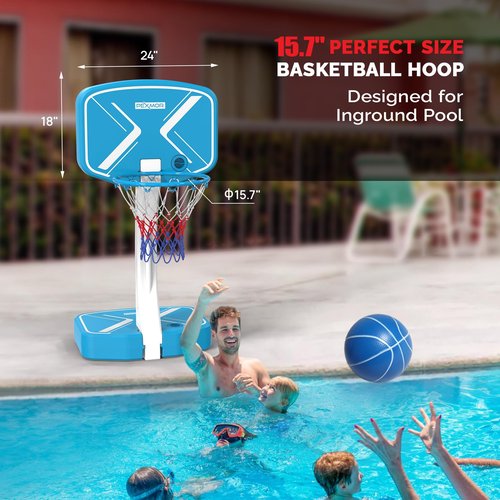 PEXMOR Pool Basketball Hoop for Swimming Pool,2-in-1 Basketball Hoop and Volleyball Net