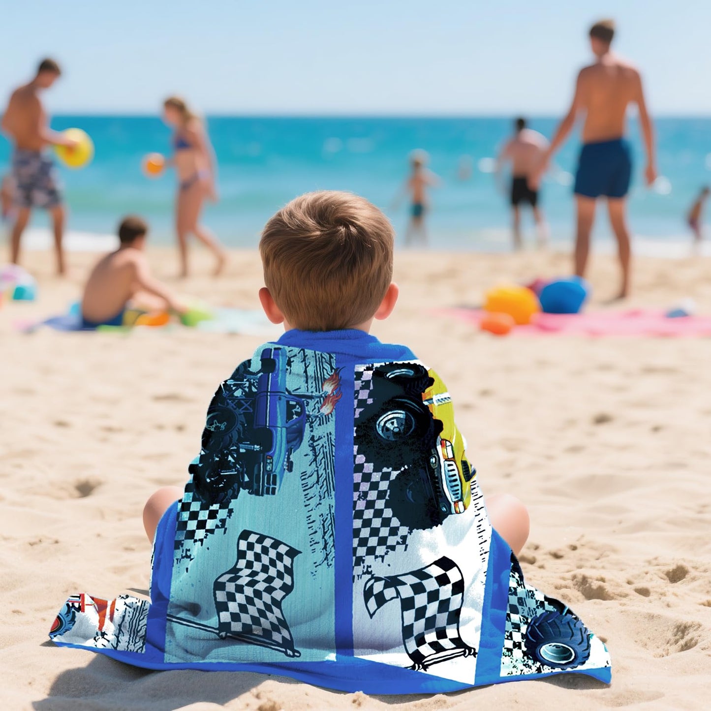 Truck Beach Towel for Kid 30 X 60 Inch Monster Trucks Microfiber Pool Towel Absorbent Quick Dry Beach Towel Racing Car Blanket for Boys Summer Pool Party Supplie Bath Sport Travel for Kids Gift