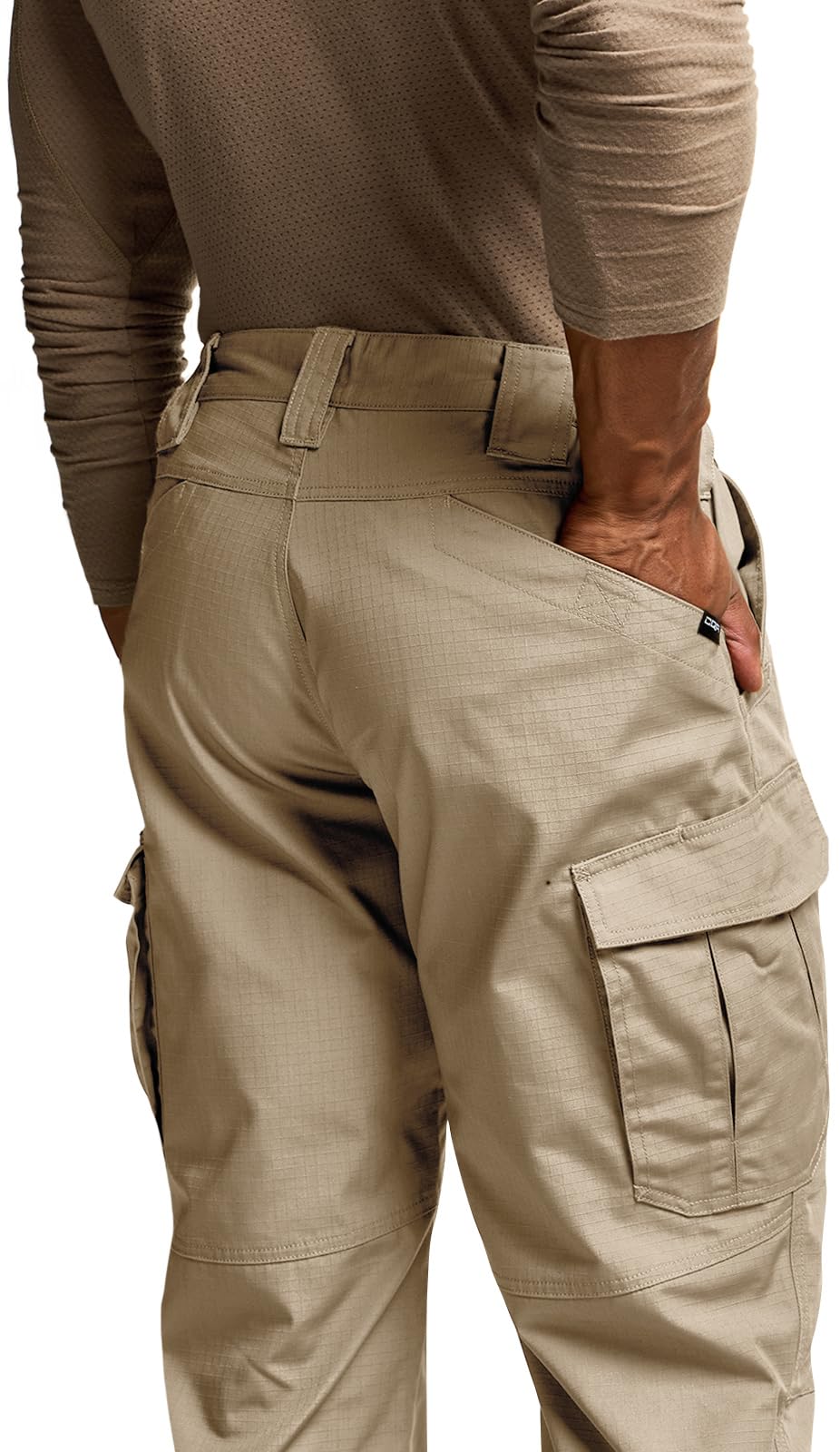 CQR Men's Tactical Pants, Water Resistant Ripstop Cargo Pants, Lightweight EDC Work Hiking Pants, Outdoor Apparel, Raider Mag Pocket Khaki, 46W x 30L