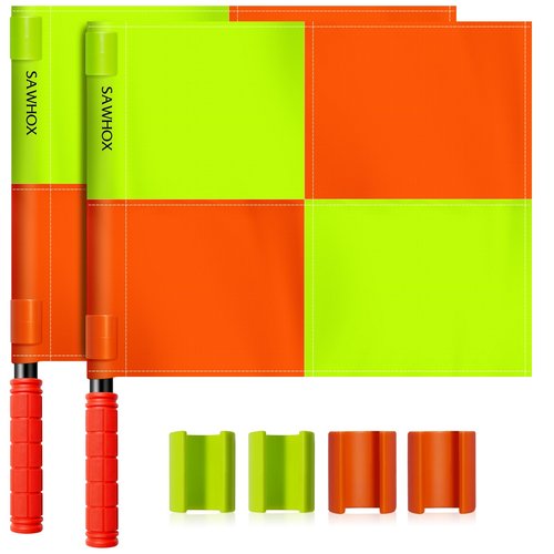 SAWHOX Soccer Referee Flags, 2PCS Referee Kit Detachable Referee Flags