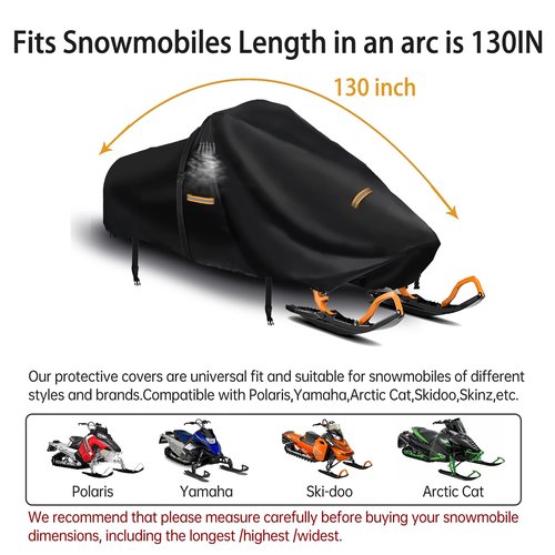 Snowmobile Cover,Heavy Duty 420D Oxford Fabric Sled Ski Cover with 2 Windproof Buckles,Air Vents,Universal Trailerable Snowmobile Storage Cover for Polaris,Ski-Doo,Arctic Cat,Yamaha,Lynx,Camso,CFMOTO