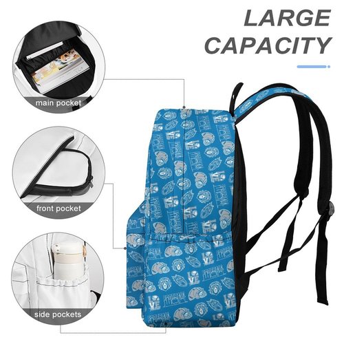 WTKBLAN Football Gifts for Detroit Fans, Football Sport Backpack, Sport Style Bag, Large Capacity Travel Gym Casual Backpack