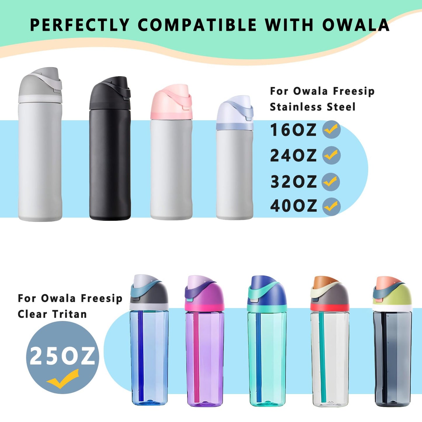 NTIERA Replacement Lid for Owala Freesip,Compatible with Owala Freesip Water Bottle 16oz 24oz 32oz 40oz,Premium Replacement Accessories for Owala Cap,LeakProof,BPA-Free(Foggy Tide)