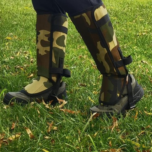 Ykyjch Snake Gaiters for Hunting Hiking Boots Waterproof Leg Protection Guards with Adjustable Buckle Fit Men Women Military Green Camouflage Snake Bite Resistant Leggings Chaps