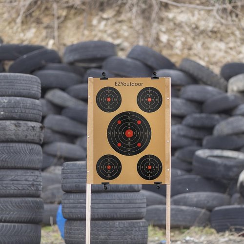 45 Pack Paper Targets - 17 x 25 Inch Multiple Aiming Zones - 4 Clips Included - Perfect for Indoor and Outdoor Range, Airsoft, Pellet Gun, Rifle, Pistol Practice
