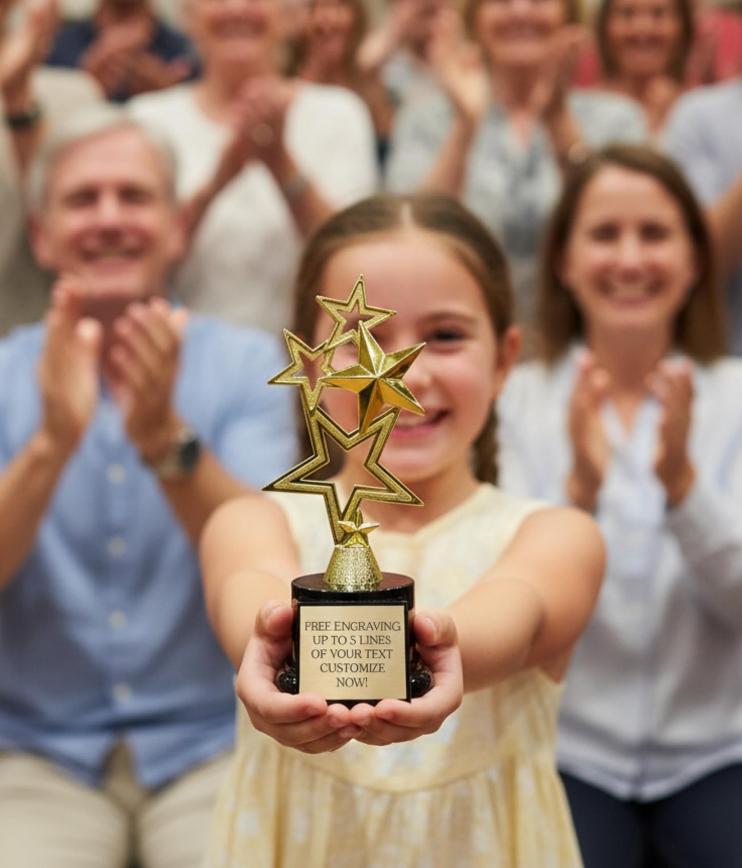 Awards4U Gold Star Custom Trophy - 7.5 Inches Tall Rising Star Trophy Award with Customizable Engraved Plate - Personalized Star Trophies for Employee of the Month Recognition or Fantasy Football