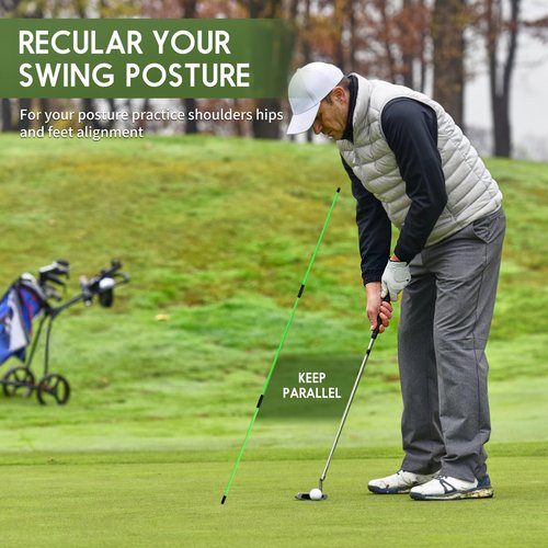Kojcijs 2 Pack Golf Alignment Sticks and 48” Foldable Training Rods, Lightweight Fiberglass Training Aid for Stance Alignment, Swing & Posture Correction, Portable with Storage Tube