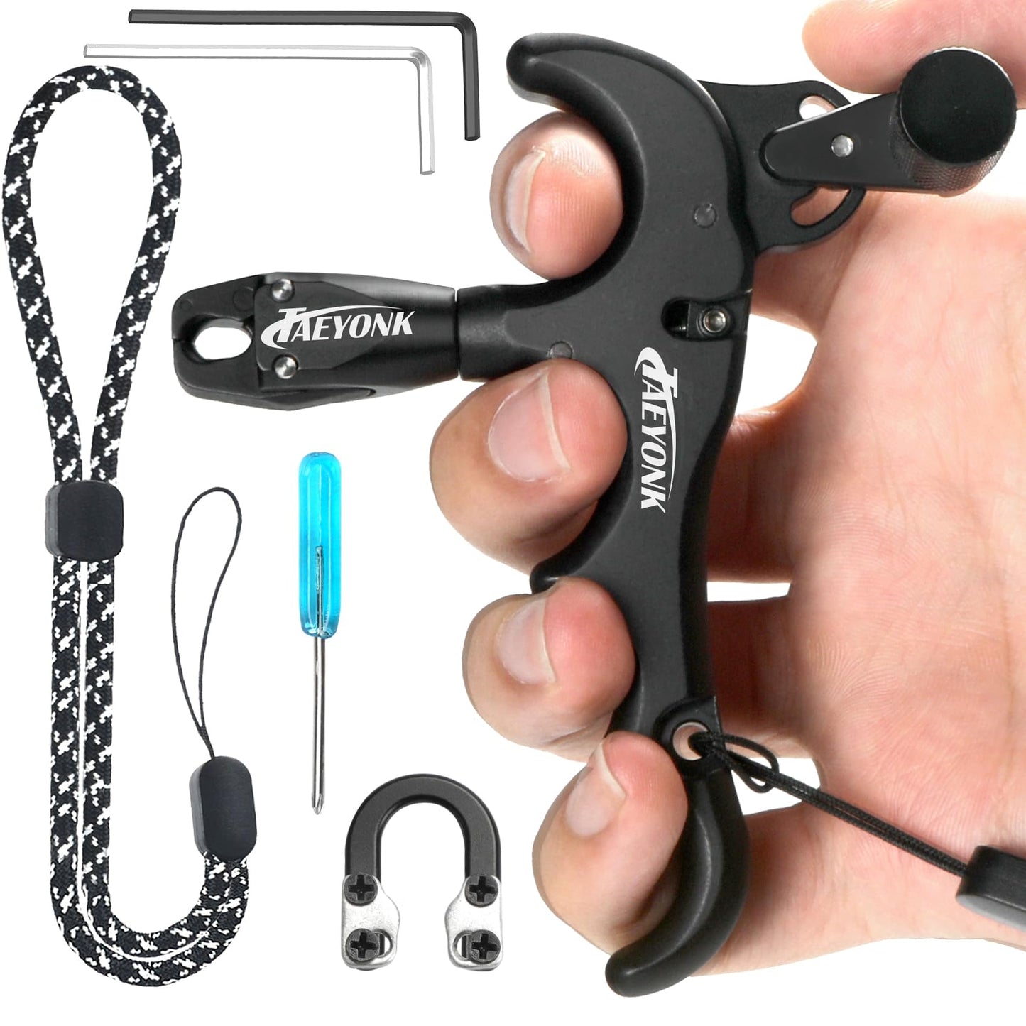 Bow Release for Compound Bow,Aluminum 360°Rotatable Black 4 Finger Archery Thumb Release Trigger,Thumb Release for Compound Bow Release,Bow Thumb Release,Archery Release Aids for Youth or Adults