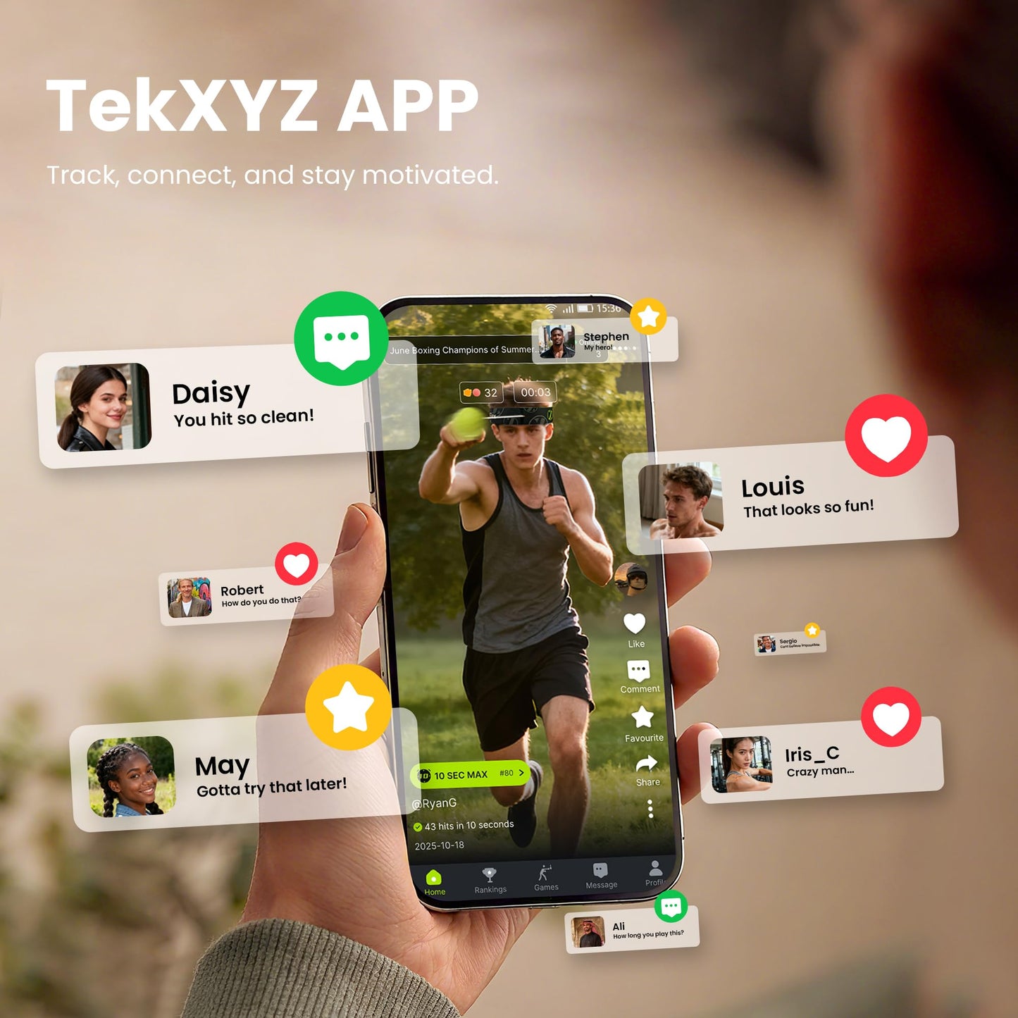 TEKXYZ® Classic Boxing Reflex Ball Family Pack with App - 4 Balls, 2 Bands