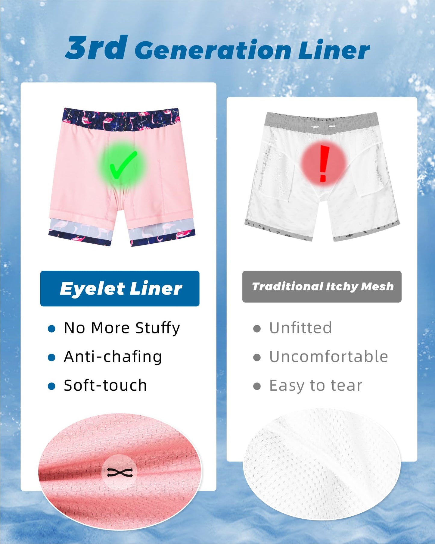 SURF CUZ Mens Swim Trunks with Compression Liner Quick Dry Swim Shorts 7" Swimming Trunks Stretch Bathing Suit 7 Inch,Flamingo Pink,S