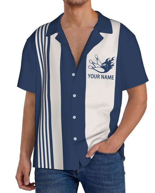 Custom Bowling Shirt for Men Women Personalized Name Bowling Jersey Casual Hawaiian Shirts Customized Retro Polo, S31