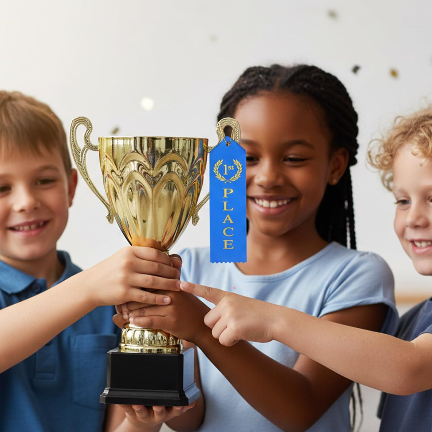15 Pcs Award Ribbons, 1st 2nd 3rd 4th 5th Place Flat Prize Ribbons Set with Event Card and Rope, First Place Ribbon for Competition Sports Event School Contests(Blue+Red+White+Yellow+Green)