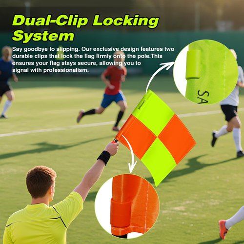 SAWHOX Soccer Referee Flags, 2PCS Referee Kit Detachable Referee Flags