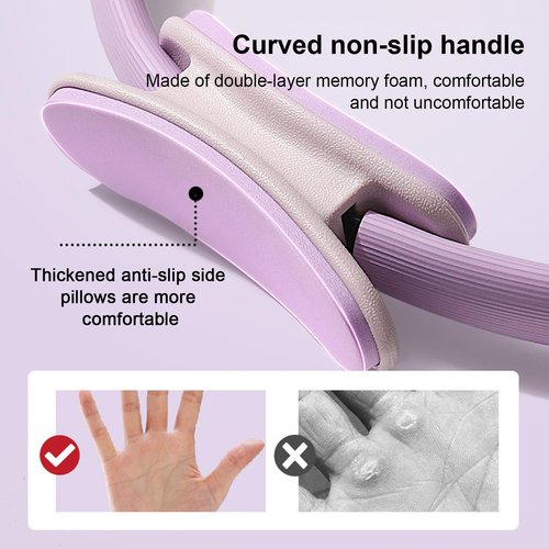 ONUNWU Pilates Ring Fitness Trainer, Pilates Ring Magic with Double Padded Handles,Pilates Ring Fitness Circle 14.96" Yoga Rings Magic Circle for Toning Arms,Legs Men and Women (Purple)