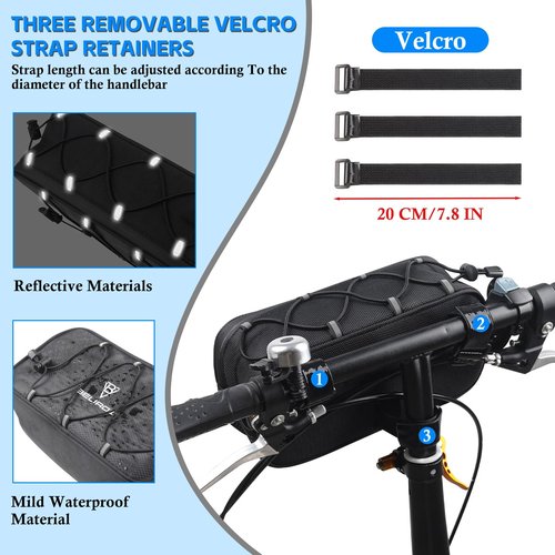 NVAAV Bike Handlebar Bag, 2.1L Reflective Front Frame Pouch, Mild Waterproof and Hardening of the Shell, Road Mountain Bicycle Professional Travel Accessories, Installable Cycling Seat Storage Bags