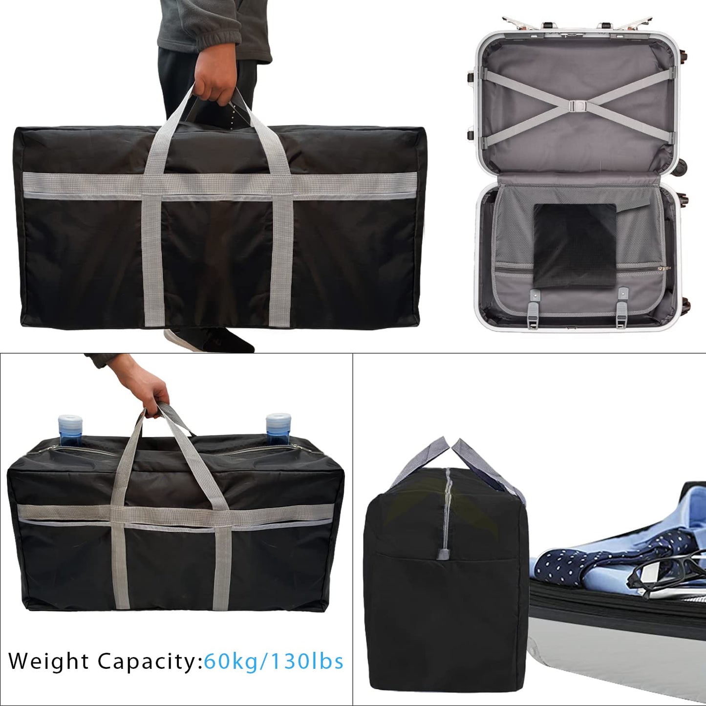 Extra Large Duffle Bag Lightweight, 96L Travel Duffel Bag Foldable for Men Women, Waterproof & Durable(BLACK)