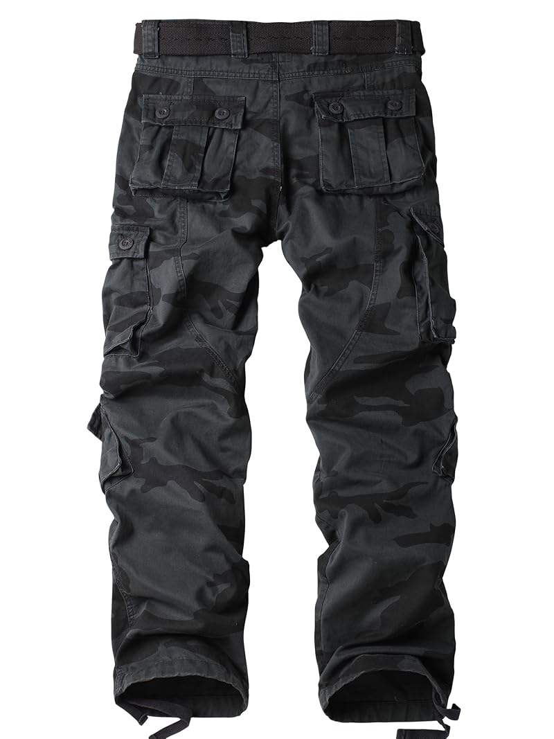 Men's Camo Cargo Work Pants Cotton Tactical 8-Pocket, Zhandi-09+32'' Inseam+44
