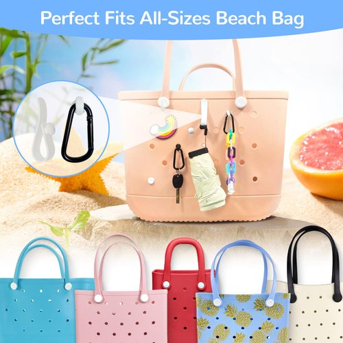 4Pcs Hooks Set Accessories Compatible for Bogg Bag, Insert Carabiner Key Chain Holder Charms, Compatible for Small & Large Beach Bags