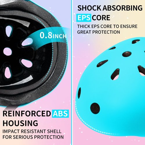 Nattork Kids Helmet Protective Gear, Removable Liner for Multi-Sports Skateboard, Skates, Bike, Scooter Teal Age 9-15 Youth Adults