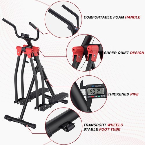 FovemiG Air Walk Elliptical Glider Machine,Ellipse Home Cross-Training Arm/Leg Cardio Workout Machine for Senior & Adult,Side Sway Action 360 Motion Full-Body Exerciser for Home Gym