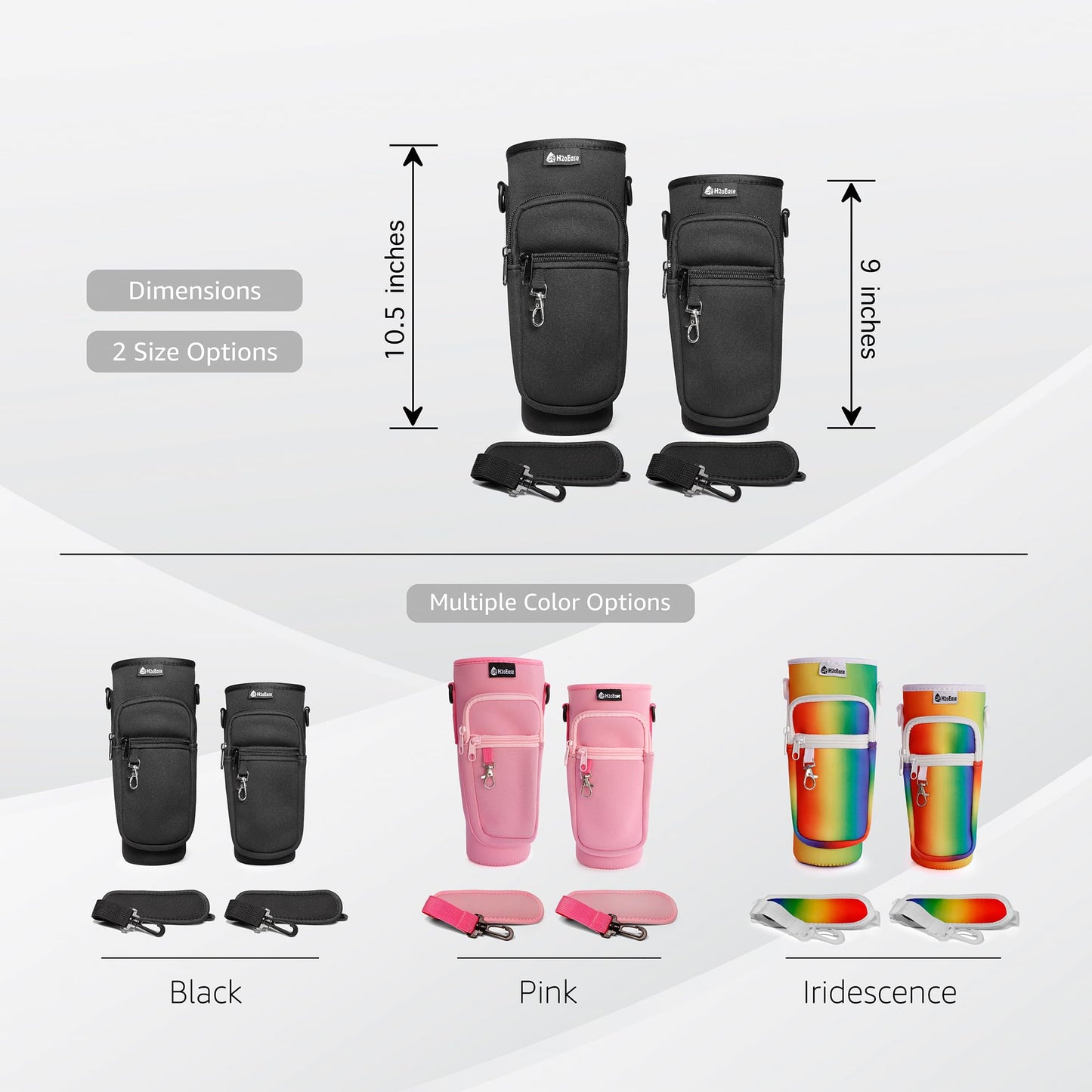 H2oEase Water Bottle Carrier Bag for Stanley Cup 40 oz - Insulated Neoprene Tumbler Carrier with Phone Pocket - Water Bottle Holder with Strap and Carabiner Compatible with Stanley- Pink