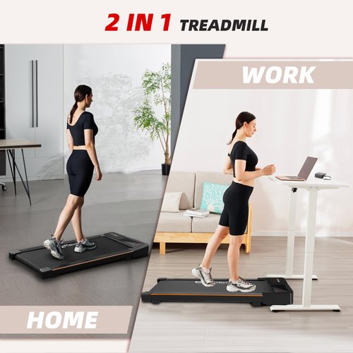 Walking Pad, 2-in-1 Treadmill for Home & Office, Portable Under Desk Treadmill Walking Jogging Machine with Remote Control, Black