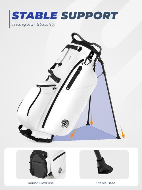 Golf Stand Bag, Lightweight Golf Bags with 7 Way Full-Length Dividers for Men Women, Cooler Pockets, Weather-Resistant, Ergonomic Adjustable Strap,White