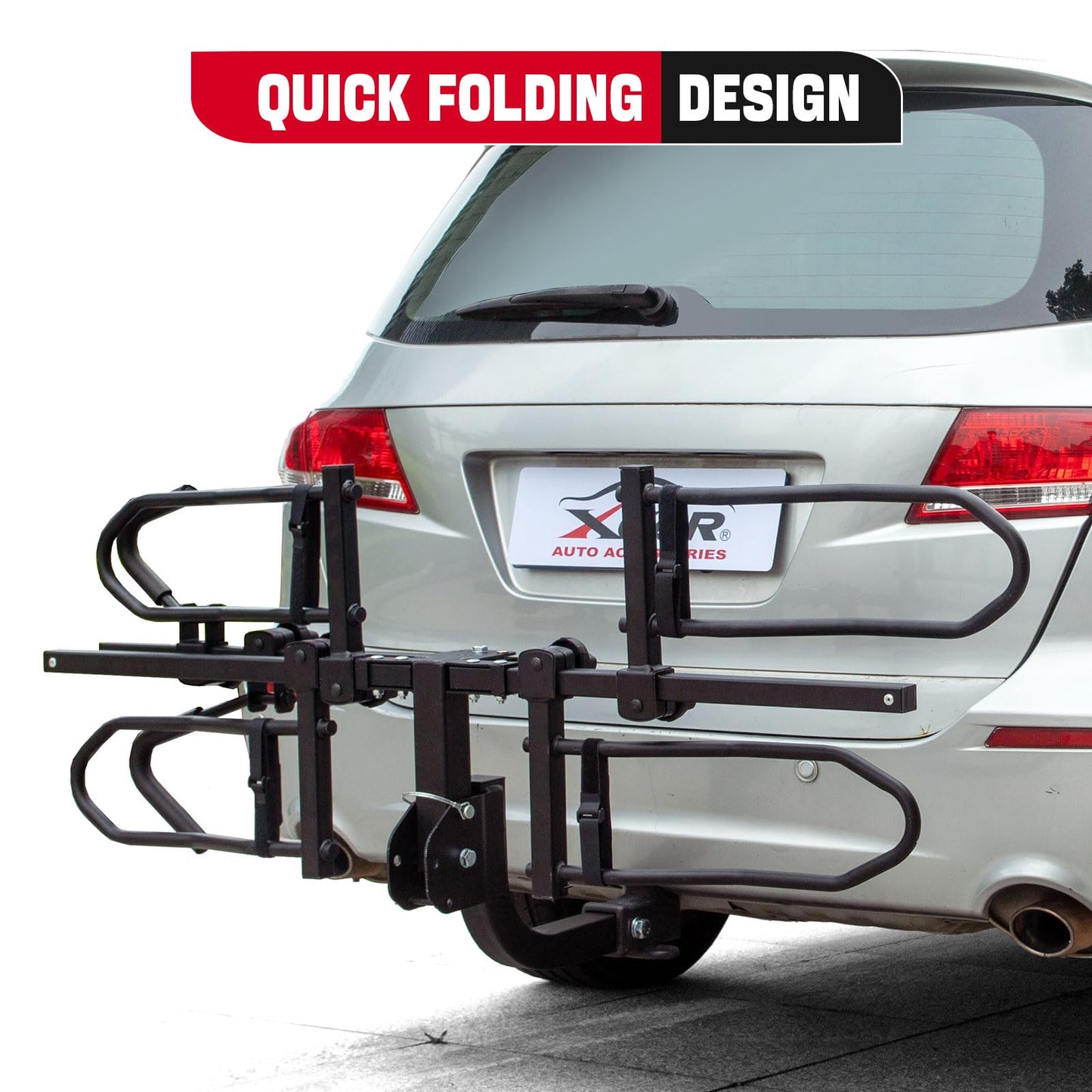 Platform Bike Rack Hitch Mount for 2 Bikes - Foldable Ebike Rack Fit Fat Tire Up to 200 lbs - Bicycle Car Racks for SUV, Truck, RV, Electric Bike Carrier for Tow Trailer with 2 Inch Receiver