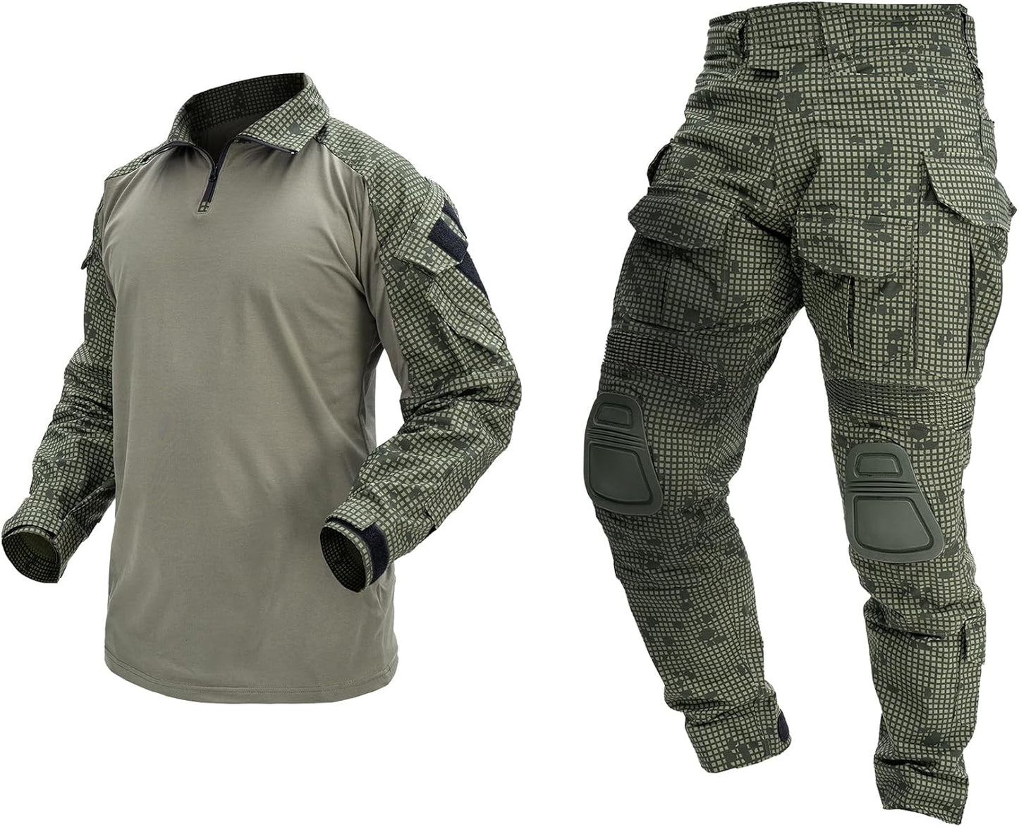 IDOGEAR Men G3 Combat Uniforms Set with Knee & Elbow Pads Camouflage Clothing