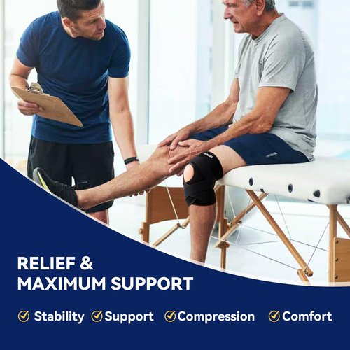 JOMVD Knee Brace for Knee Pain, Meniscus Tear, Adjustable Knee Support with Side Spring Stabilizers for Meniscus Tear, Arthritis, Patella Stability, Knee Pain Relief, Women and Men