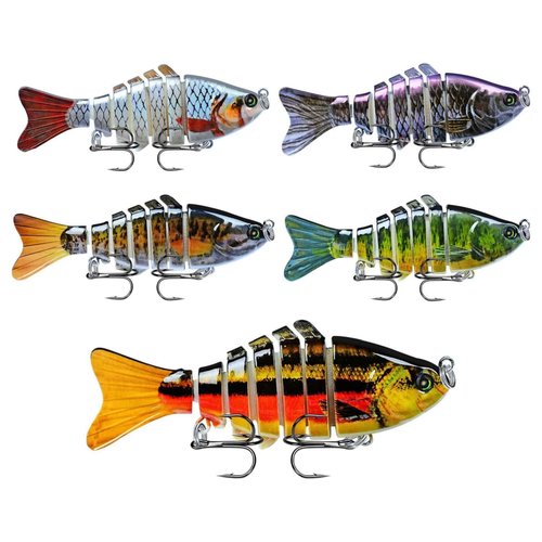 Bionic Swimming Bait, 10cm(3.9in) Fishing Lures, Bionic Fishing Lures That Swim by Itself (5pcs (ABCDE))