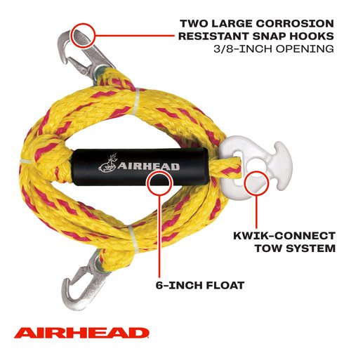 Airhead Heavy Duty Tow Harness for 1-4 Rider Towable Tubes, Water Skis, Wakesurf Boards and Wakeboards, 12-Feet,Black