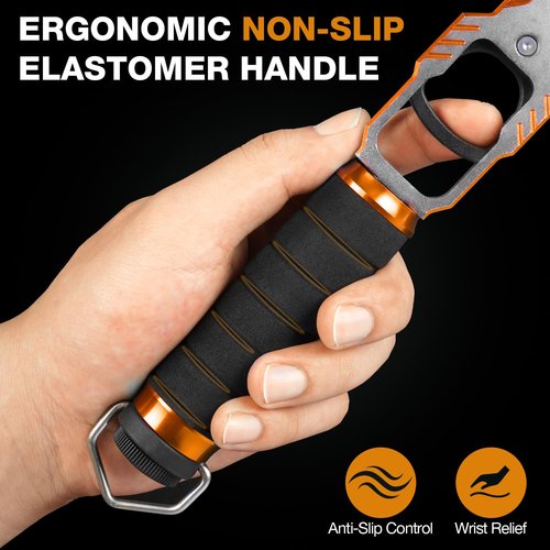Ghosthorn 11" Aluminum Alloy Fish Lip Gripper with Scale - 40lbs Saltwater Fishing Grabber Tool, 360° Swivel Non-Slip Handle, Corrosion-Resistant Fish Holder for Caught Fish, Fish Control Tackle