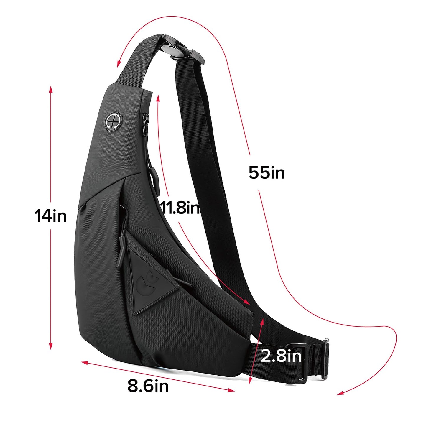 Small Sling Shoulder Crossbody Bag Men Women, Lightweight Anti-theft One Strap Casual Chest Bag Slim Backpack for Outdoor Walking Trip Hiking Biking Black