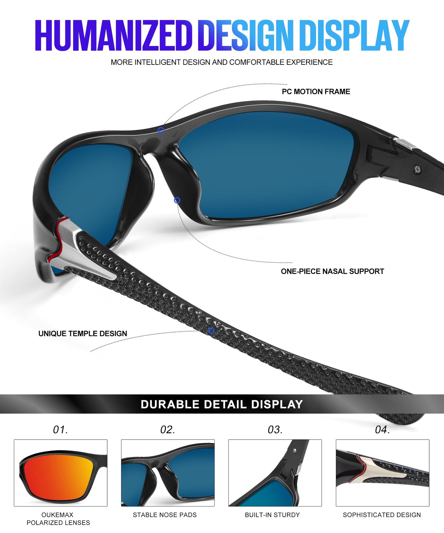 OUKEMAX Polarized Sunglasses-Men Sports Sunglasses: Mens Sunglasses Polarized Running Sun Glasses Driving Fishing 3 Packs