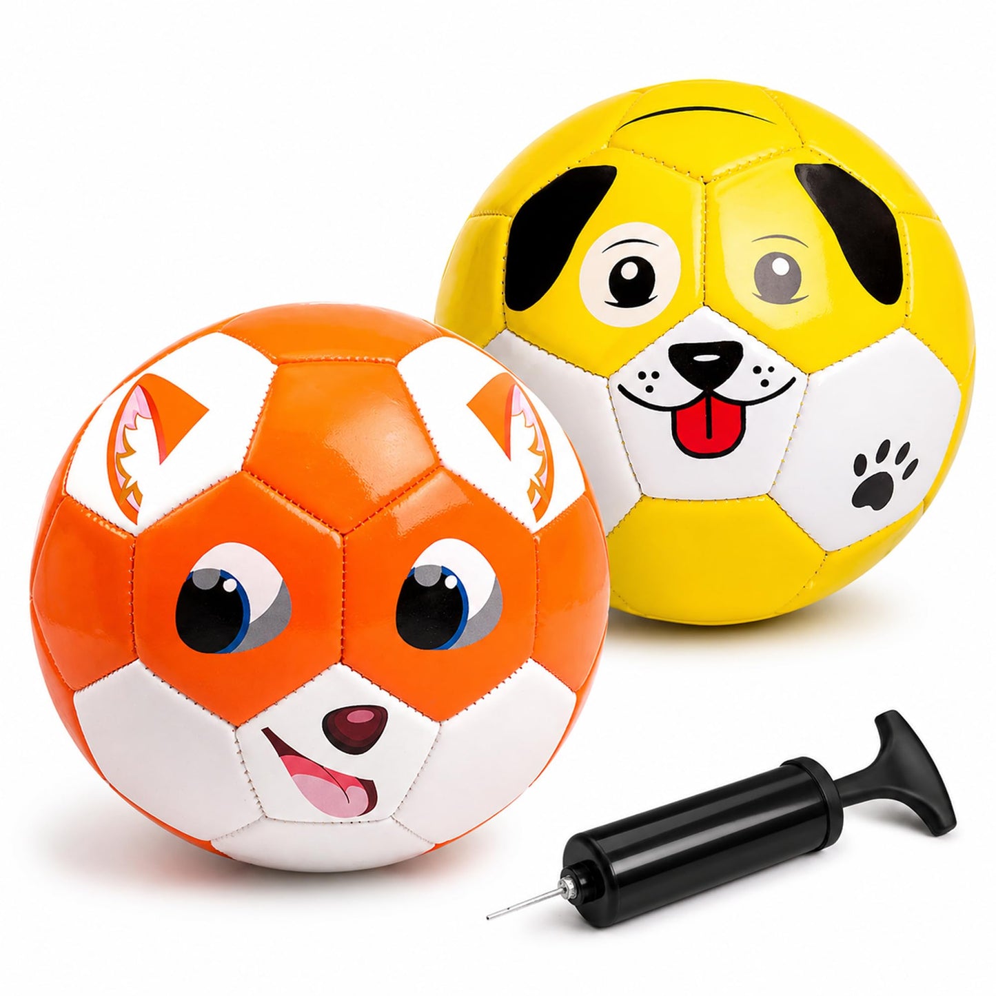 Toddler Soccer Ball Size 2 - Small Soft Kids Ball 2 Pack for Ages 1-5 Cartoon Sports Toy Boys Girls - Great Soccer & Birthday Gift for Baby, Toddlers & Kids Indoor Outdoor Games