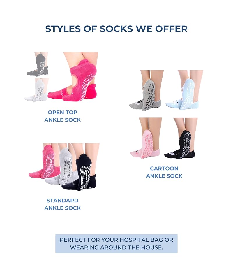 Non-Slip Sock Set for Yoga Barre Pilates - 4 Pairs, One Size, Animal Dark
