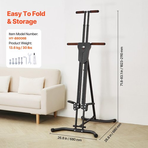 Happybuy Stair Stepper, Vertical Climber for Home Gym Exercise,Step Range Exercise Machine, Compact Folding Cardio Climber, Full-Body Workout Climber with Height Adjustable Handlebar