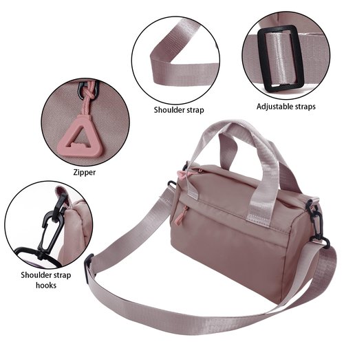 Mini Gym Bag Sport Bag Adjustable Small Duffle Bag Detachable Strap Gym Tote for Women Men Portable Fitness Shoulder Bag for Sports Travel (Pink)