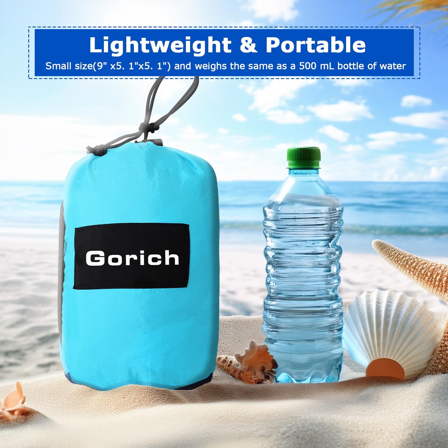 Gorich Beach Blanket Sandproof Waterproof, Extra Large 6.6'x9.2' Sand Free Beach Mat for 1-7 Adults, Lightweight & Quick Drying Picnic Mat for Outdoor Beach Travel Camping Hiking